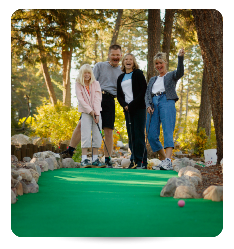 people playing mini golf